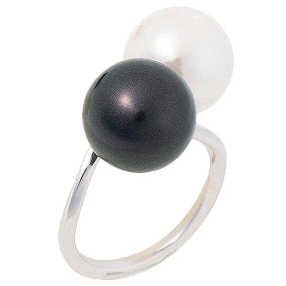 Серебряное кольцо женское с жемчугом Majorica Twins & triplets, Размер (мм): 16,85-17,5