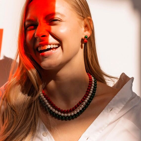 Золотые серьги с жемчугом Majorica Twins & triplets, изображение 2