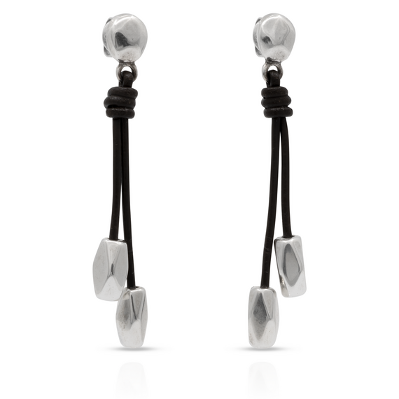 Серебряные серьги женские с натуральной кожей Направления UNOde50 Paths, изображение 4