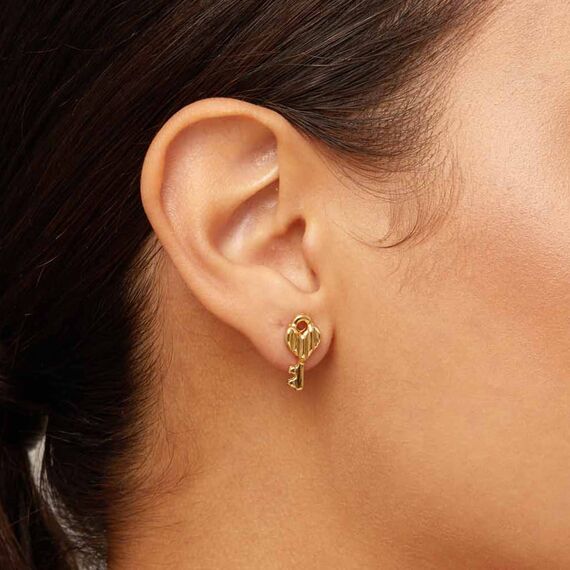 Золотые серьги женские Ключ и замок UNOde50 Unlock, изображение 2