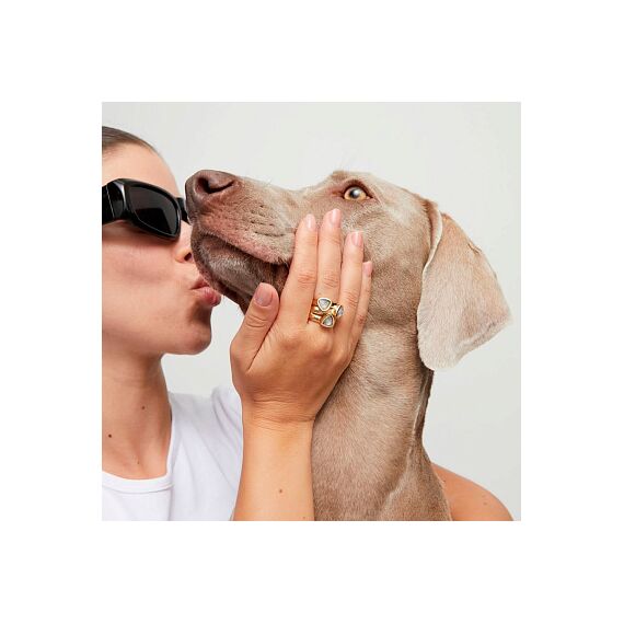 Золотое кольцо с кристаллами Сваровски UNOde50 Ser Camaleonica, изображение 3