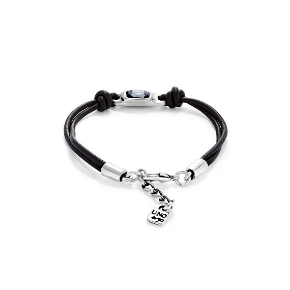 Серебряный браслет кожаный с кристаллом Сваровски UNOde50 Ser Magnetica, изображение 2
