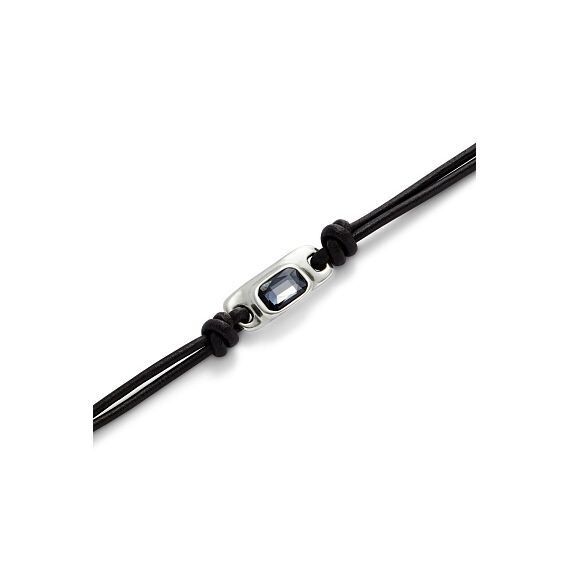 Серебряный браслет кожаный с кристаллом Сваровски UNOde50 Ser Magnetica, изображение 3