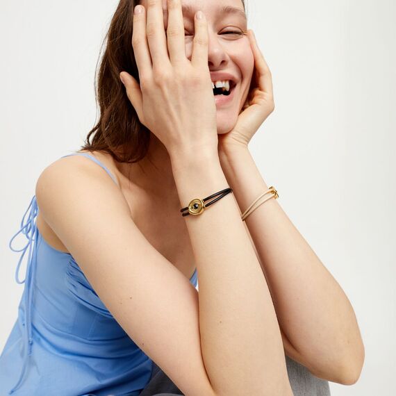 Кожаный браслет женский с золотом и кристаллом UNOde50 Ser Intuitiva, изображение 5