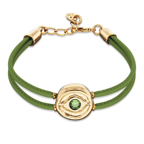 Кожаный браслет женский с золотом и цирконием UNOde50 Ser Intuitiva