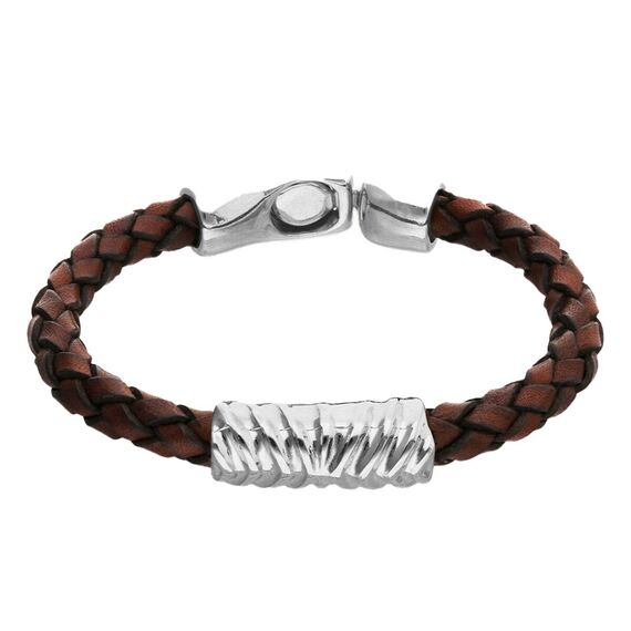 Кожаный браслет мужской с серебром UNOde50 Roots, Размер (мм): 180