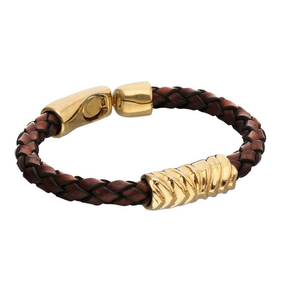 Кожаный браслет мужской с золотом UNOde50 Roots, изображение 2