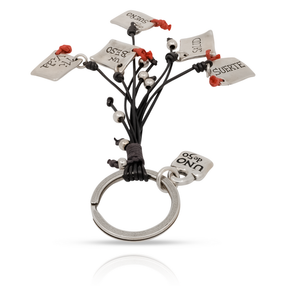 Брелок для ключей с кожей серебряный В подарок тебе UNOde50 I give you, изображение 3