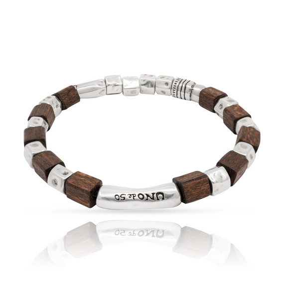 Серебряный браслет из бусин Деревянный UNOde50 Wooden, Размер (мм): 180, изображение 2