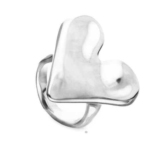 Серебряное кольцо женское с сердцем UNOde50 Beat, Размер (мм): 16,3-16,7