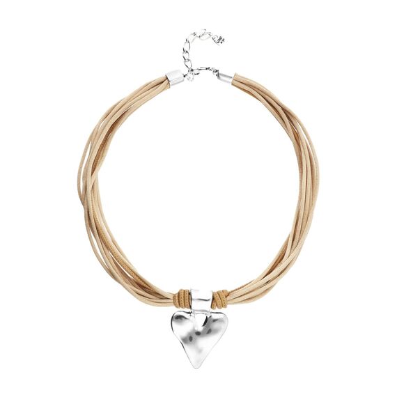 Кожаное колье с серебряным сердцем UNOde50 Beat