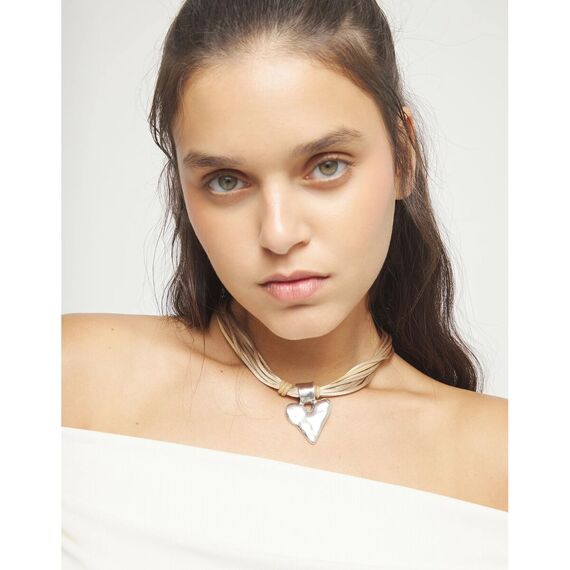 Кожаное колье с серебряным сердцем UNOde50 Beat, изображение 4