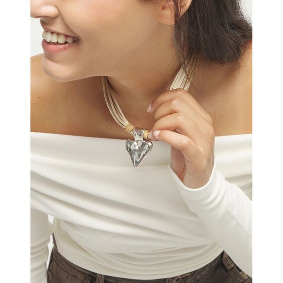 Кожаное колье с серебряным сердцем UNOde50 Beat, изображение 5