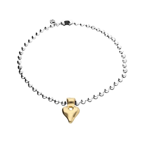 Серебряное колье с золотым сердцем UNOde50 Beat, изображение 2