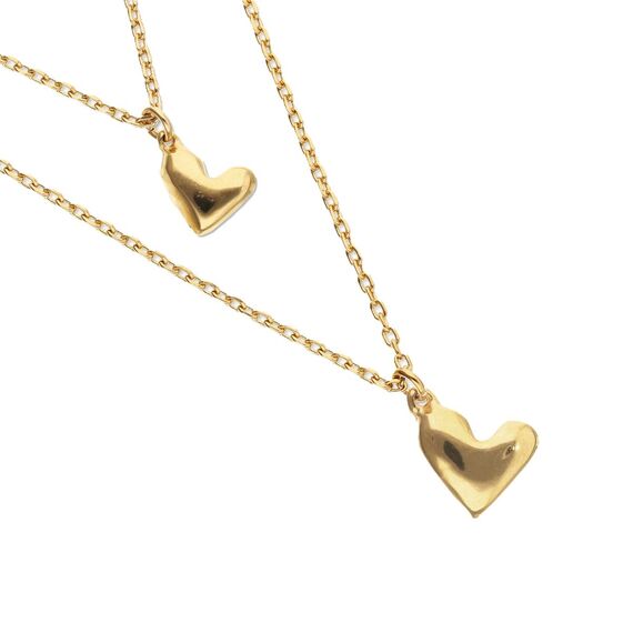 Золотое колье двойное с сердечками UNOde50 Beat, изображение 3