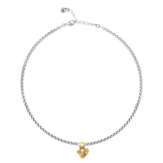 Серебряное колье с золотым сердцем UNOde50 Beat