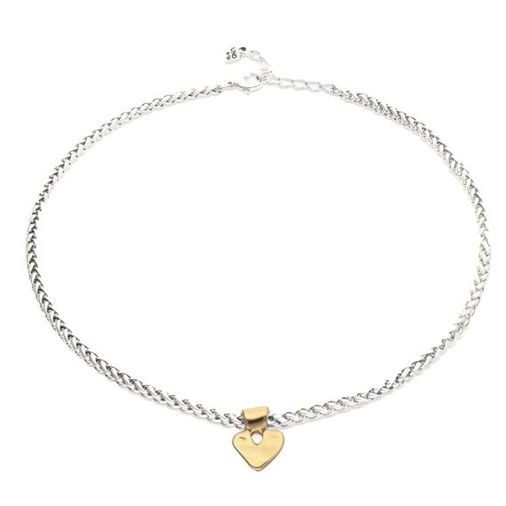 Серебряное колье с золотым сердцем UNOde50 Beat, изображение 2