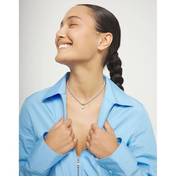 Серебряное колье с золотым сердцем UNOde50 Beat, изображение 5