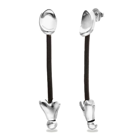 Серебряные серьги женские с натуральной кожей UNOde50 Beat