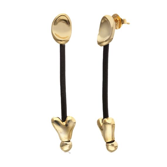 Золотые серьги женские с натуральной кожей UNOde50 Beat