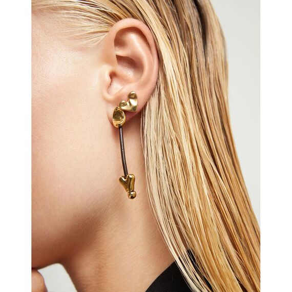 Золотые серьги женские с натуральной кожей UNOde50 Beat, изображение 4