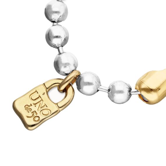 Серебряный браслет из бусин с золотой подвеской UNOde50 Beat, Размер (мм): 165, изображение 3