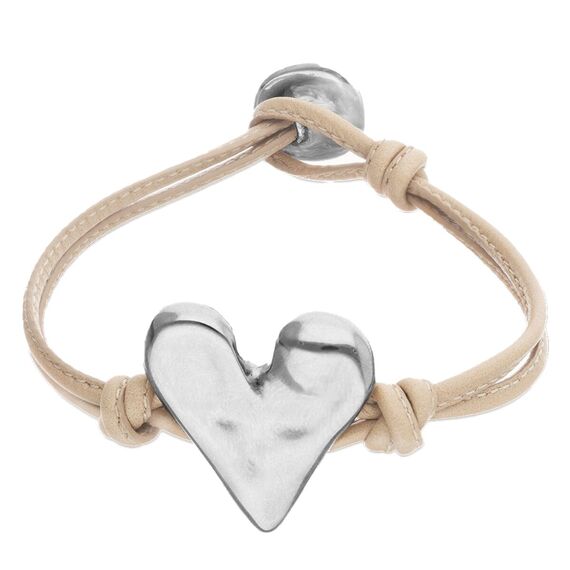 Кожаный браслет с серебряным сердцем UnoDe50 Beat, Размер (мм): 165