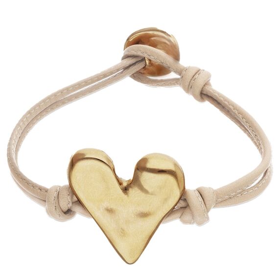 Кожаный браслет с золотым сердцем UnoDe50 Beat, Размер (мм): 165