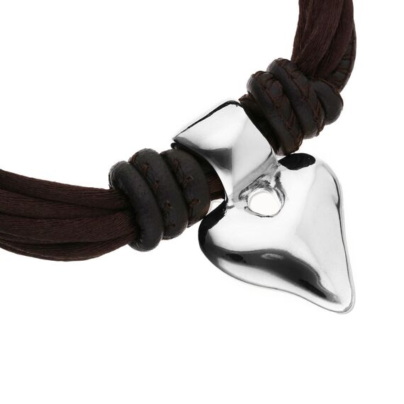 Кожаный браслет с серебряным сердечком UNOde50 Beat, изображение 3