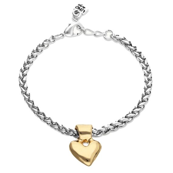 Серебряный браслет цепочка с золотой подвеской UNOde50 Beat