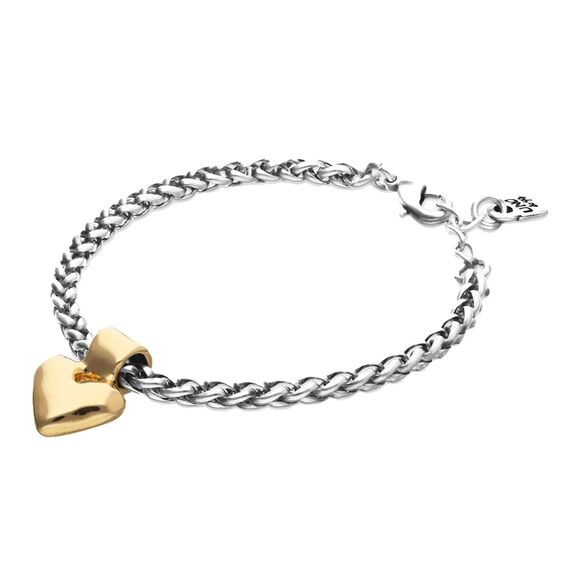 Серебряный браслет цепочка с золотой подвеской UNOde50 Beat, изображение 2