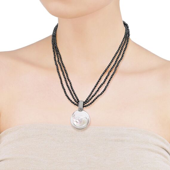 Серебряное колье скруглым жемчугом Majorica Night And Day, изображение 2