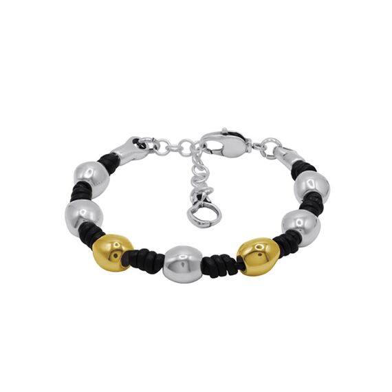 Кожаный браслет с золотом и серебром Ciclon Spheric