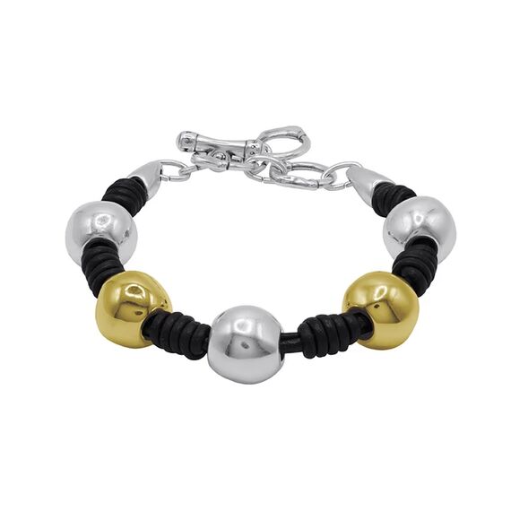 Кожаный браслет женский с золотом и серебром Ciclon Spheric