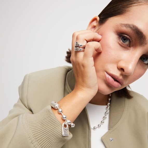 Серебряный браслет из сферических бусин Снежинка UNOde50 Snowflake, Размер (мм): 175, изображение 6