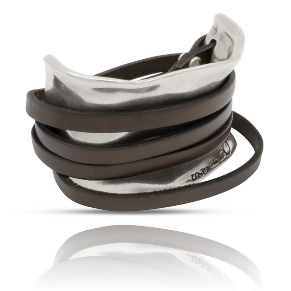 Серебряный браслет женский с кожаными полосами Ибица UnoDe50 Ibiza, Размер (мм): 155, изображение 2