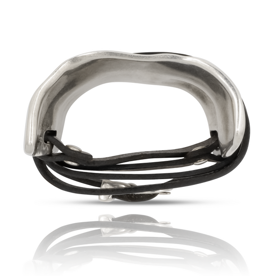 Серебряный браслет женский с кожаными полосами Ибица UnoDe50 Ibiza, Размер (мм): 155, изображение 4