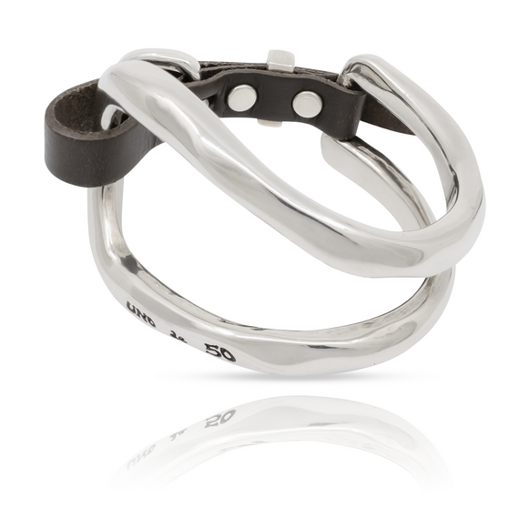 Серебряный браслет женский с натуральной кожей Укус UNOde50 Bite, Размер (мм): 155, изображение 3