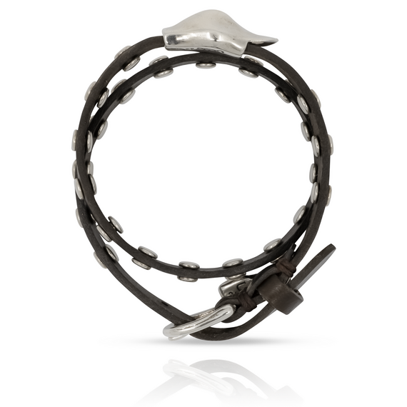 Серебряный браслет-чокер из кожи UNOde50 My duck, изображение 4