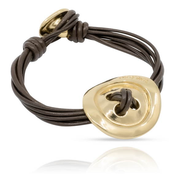 Браслет женский на руку из кожи с золотой пуговицей UnoDe50 Sew you, изображение 2