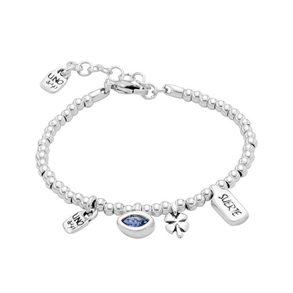 Серебряный браслет из бусин с подвесками Буду ждать тебя UNOde50 I'm waiting 4 U