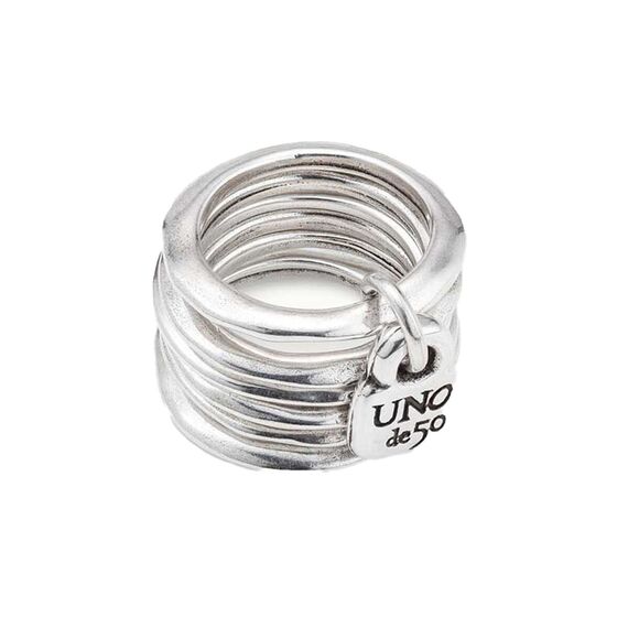 Серебряное кольцо женское многослойное Под замком UNOde50 Prisoner, Размер (мм): 16,3-16,7