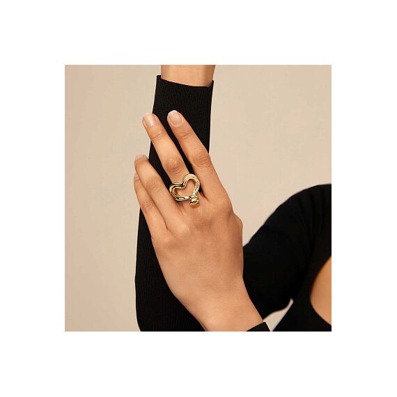Золотое кольцо женское гвоздь в форме сердца UNOde50 Nailed Heart крупное, Размер (мм): 16,3-16,7, изображение 3