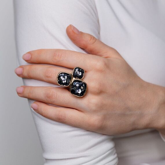 Золотое кольцо с кристаллами Сваровски UNOde50 Ladies, Размер (мм): 18,3-18,7, изображение 4