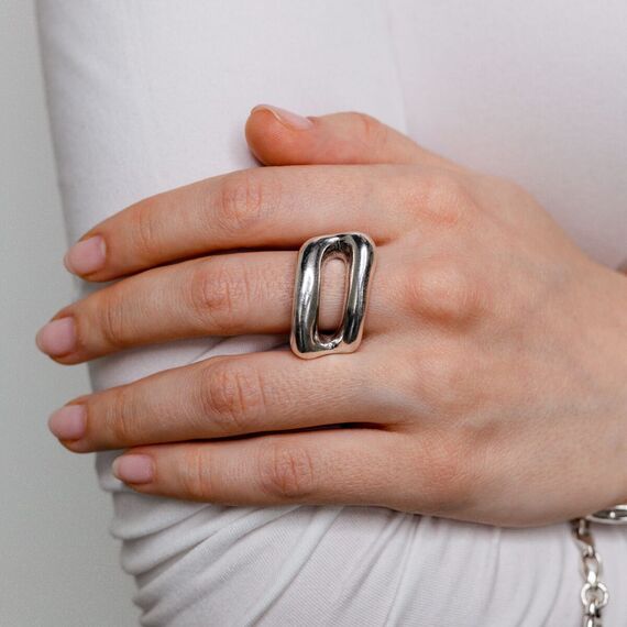 Серебряное кольцо женское прямоугольное UNOde50 UNO Planet, Размер (мм): 18,3-18,7, изображение 3