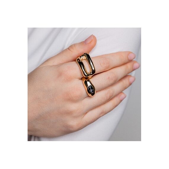 Золотое кольцо женское прямоугольное UNOde50 Shapes, Размер (мм): 16,3-16,7, изображение 2