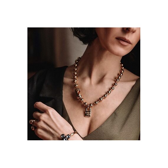 Золотое колье из сферических бусин Снежинка UNOde50 Snowflake, изображение 5