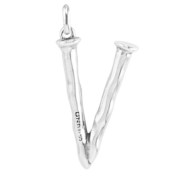 Серебряная подвеска на цепочку Буква V большая UNOde50