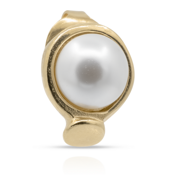 Золотая моносерьга для пирсинга с жемчугом Вот это да! UNOde50 wOw!, изображение 4