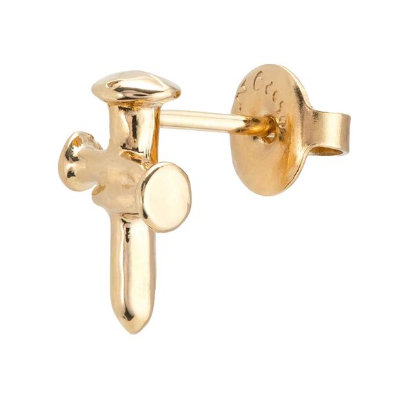 Золотая моносерьга для пирсинга Крест UNOde50 Take me to church, изображение 2